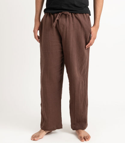 Men's Organic Muslin Kurta Pants - Chocolate