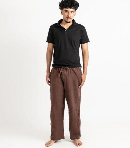 Men's Organic Muslin Kurta Pants - Chocolate
