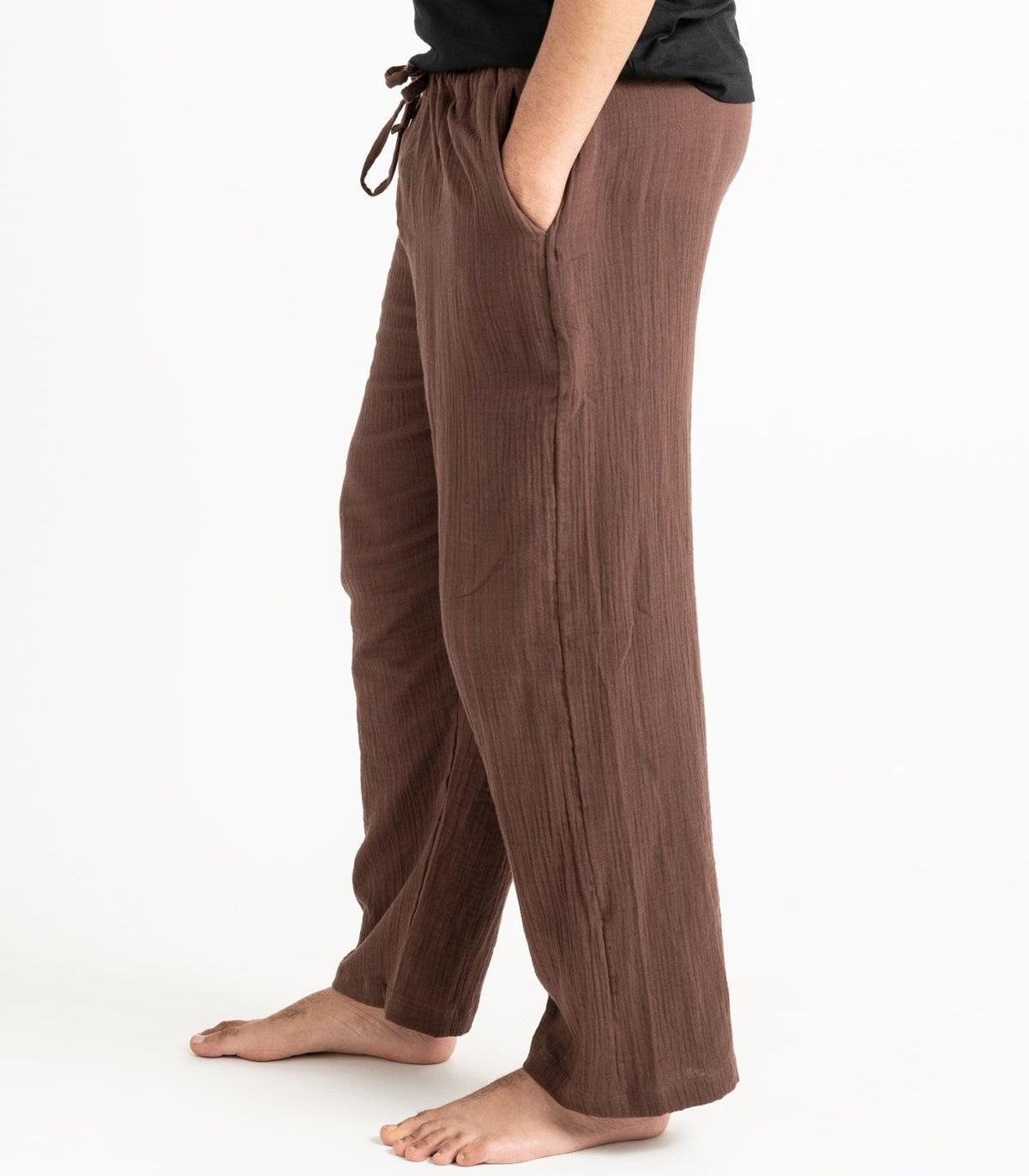 Men's Organic Muslin Kurta Pants - Chocolate