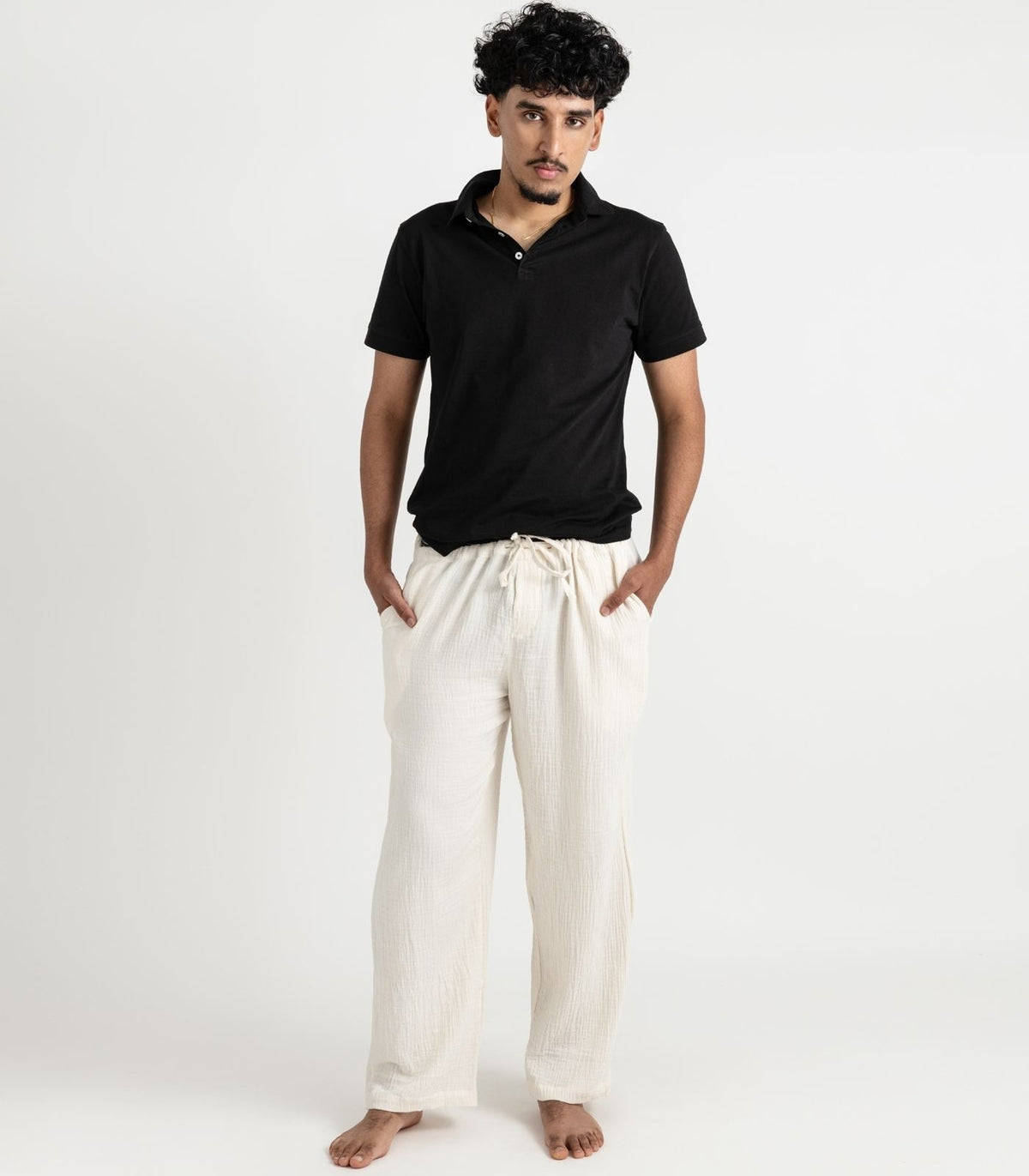 Men's Organic Muslin Kurta Pants - Natural 