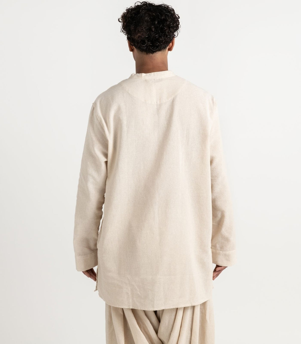 Men's Organic Khadi Kurta Top Long Sleeve - Natural