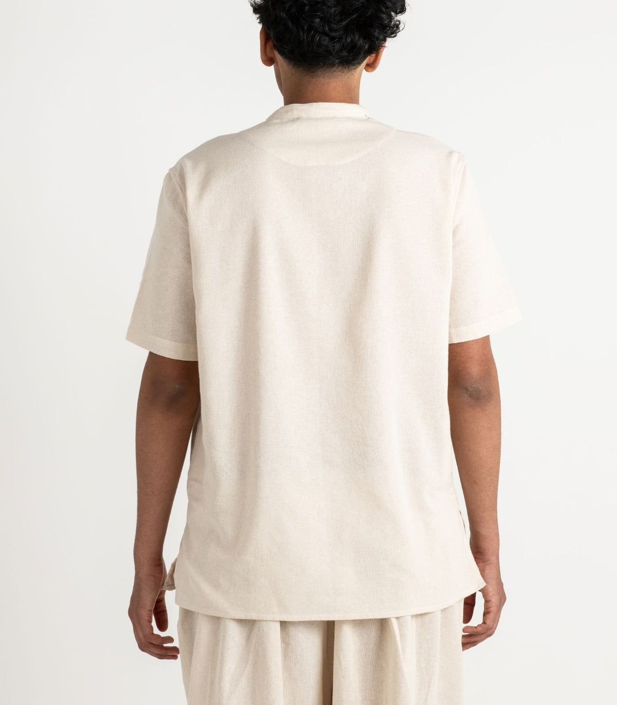 Men's Organic Khadi Kurta Top Short Sleeve - Natural