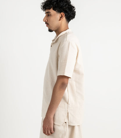 Men's Organic Khadi Kurta Top Short Sleeve - Natural