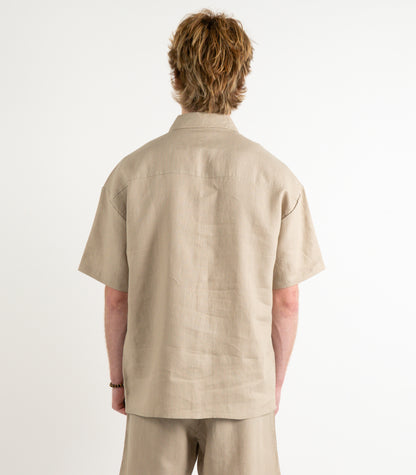 Mens Organic Linen Lounge Shirt - Raw