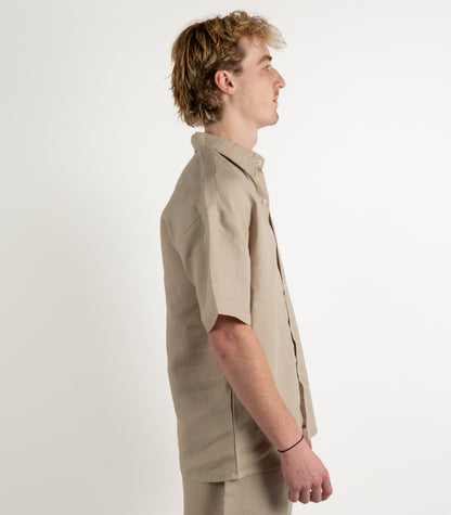 Mens Organic Linen Lounge Shirt - Raw