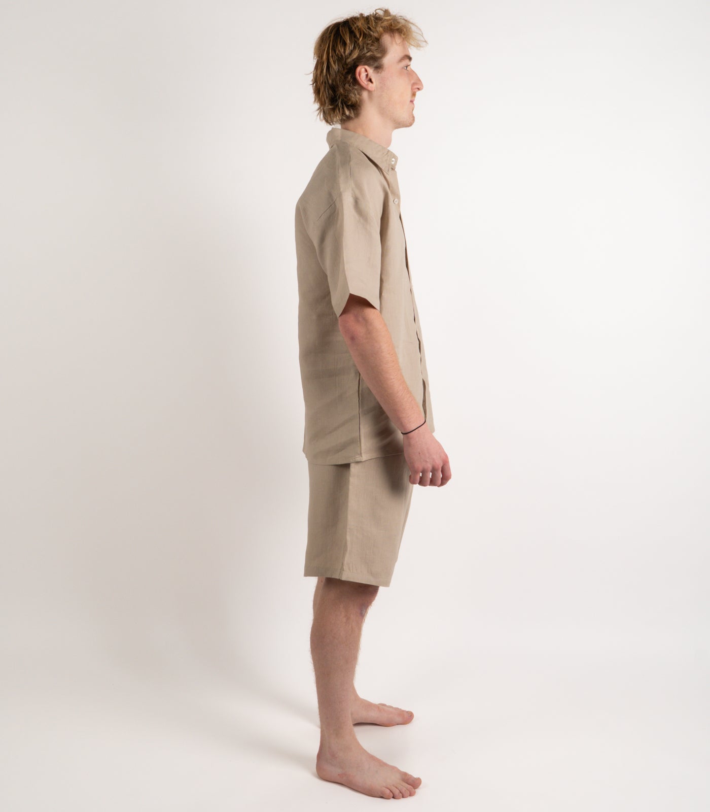 Mens Organic Linen Lounge Shirt - Raw