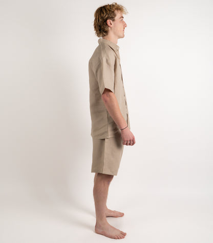 Mens Organic Linen Lounge Shirt - Raw
