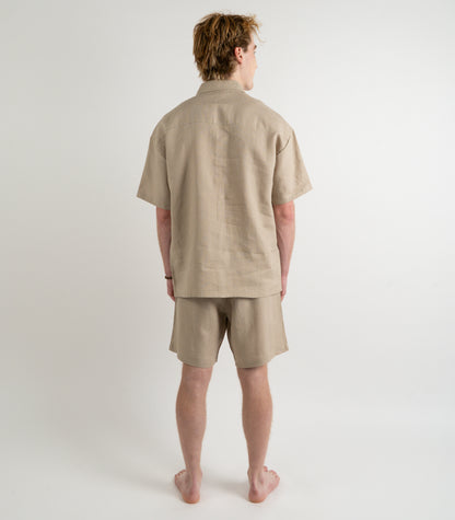 Mens Organic Linen Lounge Shirt - Raw