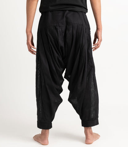 Organic Khadi Patiala Pants -Black