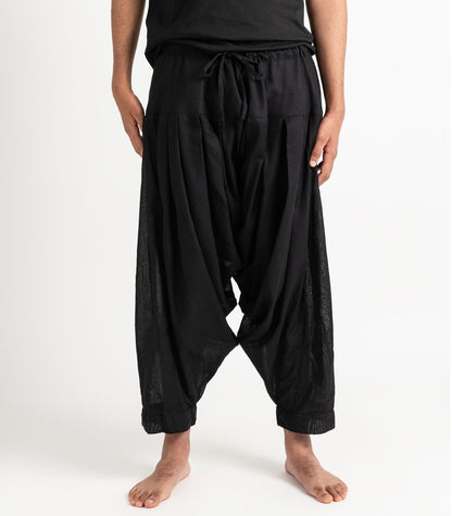 Organic Khadi Patiala Pants -Black