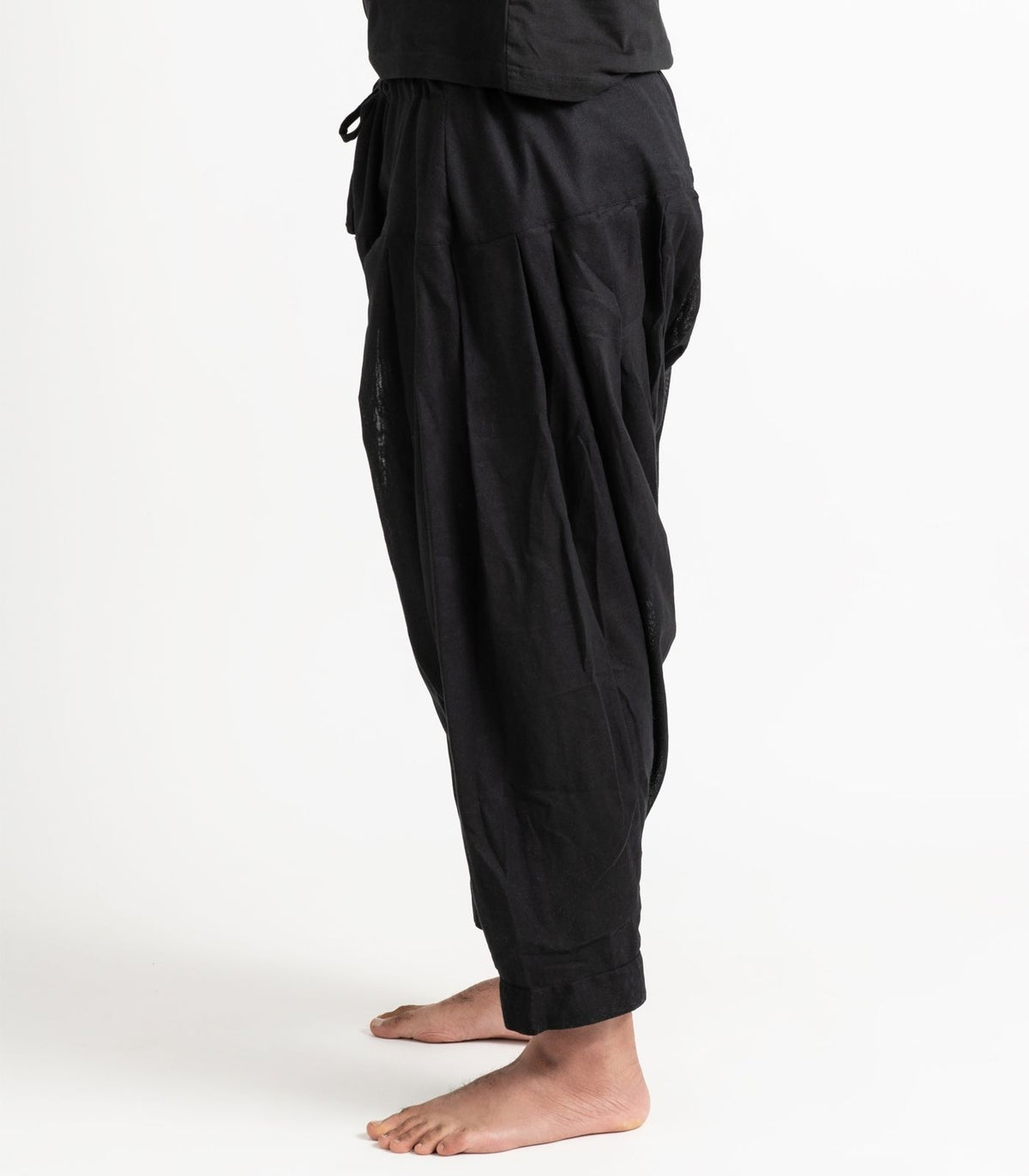 Organic Khadi Patiala Pants -Black