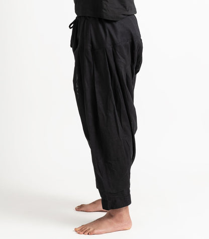 Organic Khadi Patiala Pants -Black