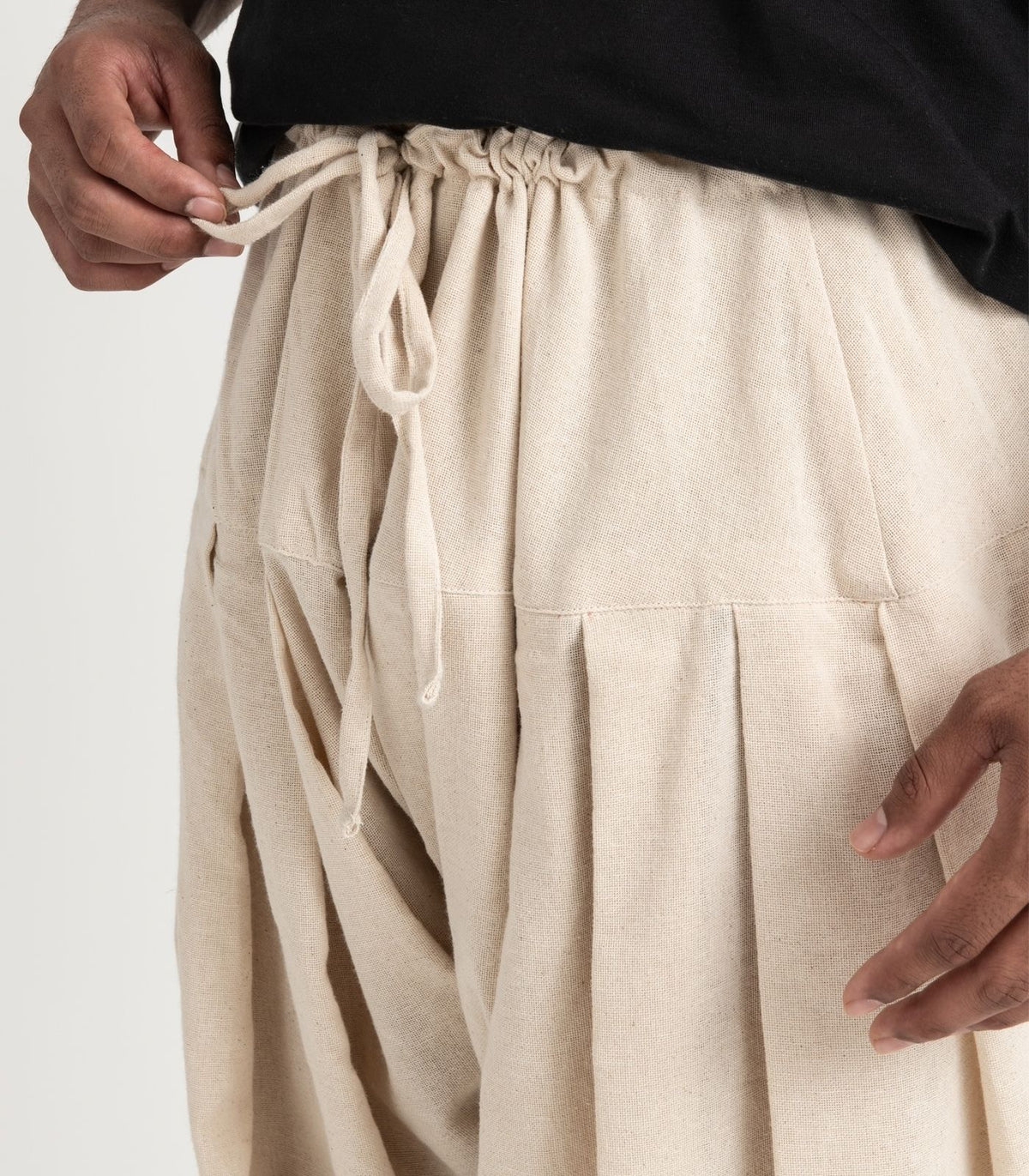 Organic Khadi Patiala Pants - Natural