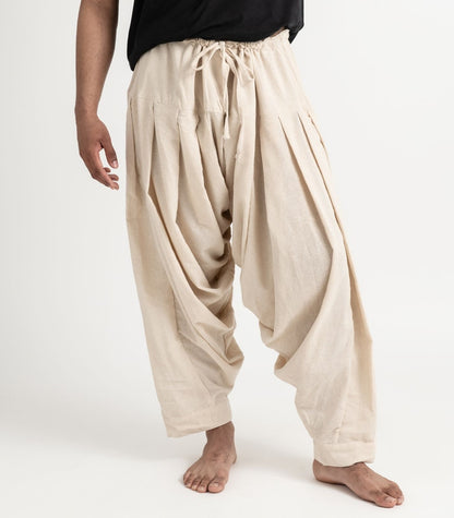 Organic Khadi Patiala Pants - Natural