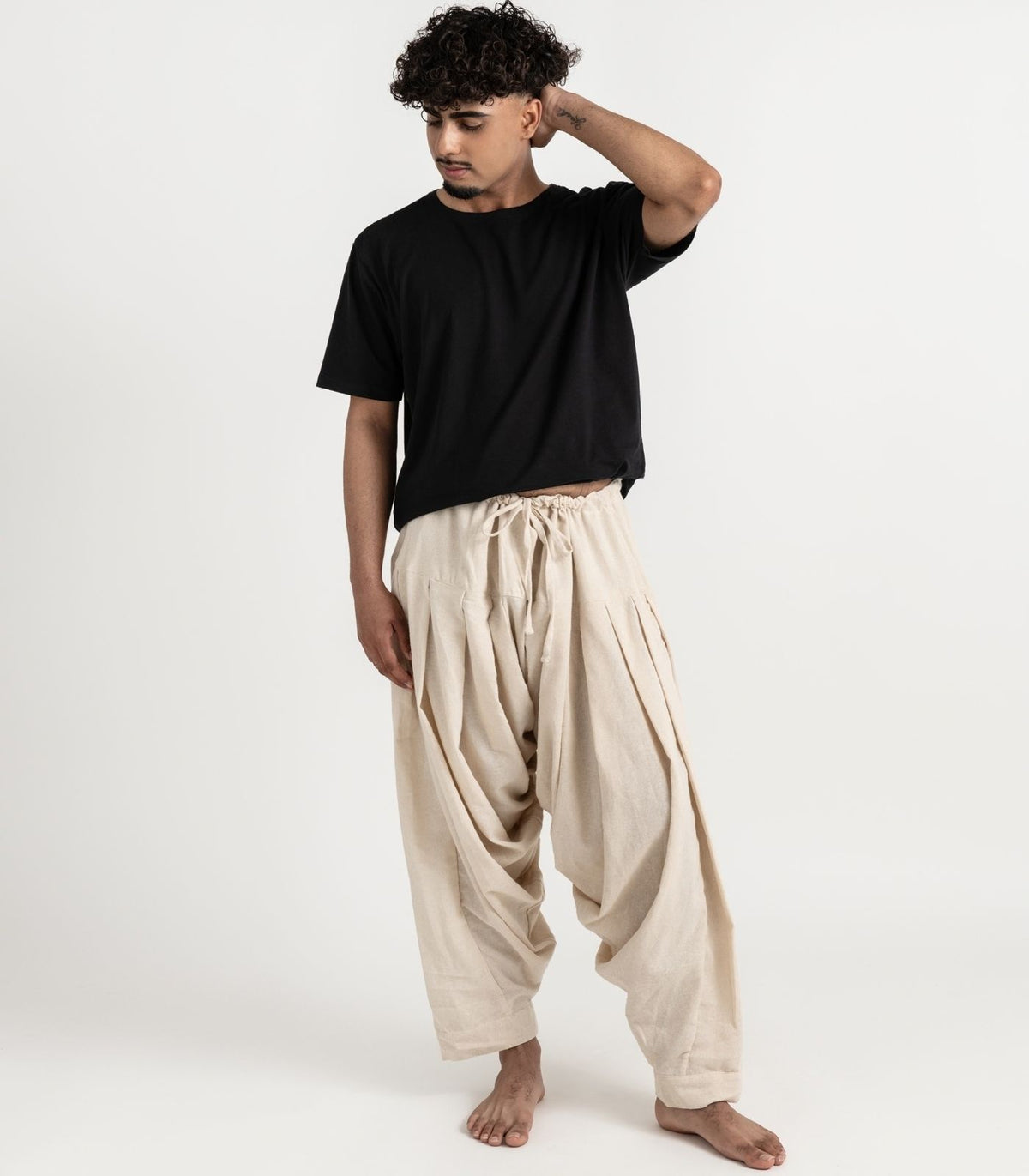 Organic Khadi Patiala Pants - Natural