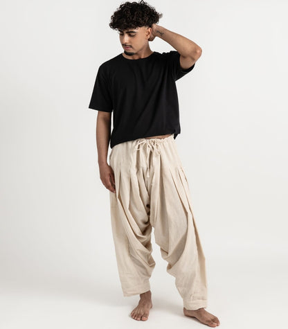 Organic Khadi Patiala Pants - Natural