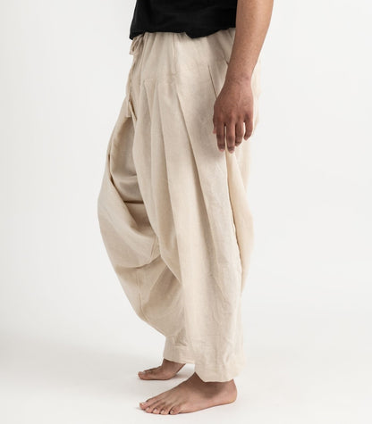 Organic Khadi Patiala Pants - Natural