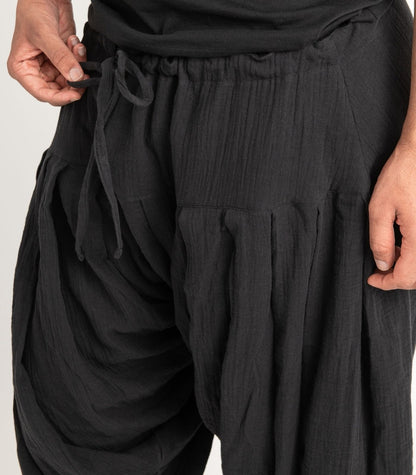 Organic Muslin Patiala Pants - Black