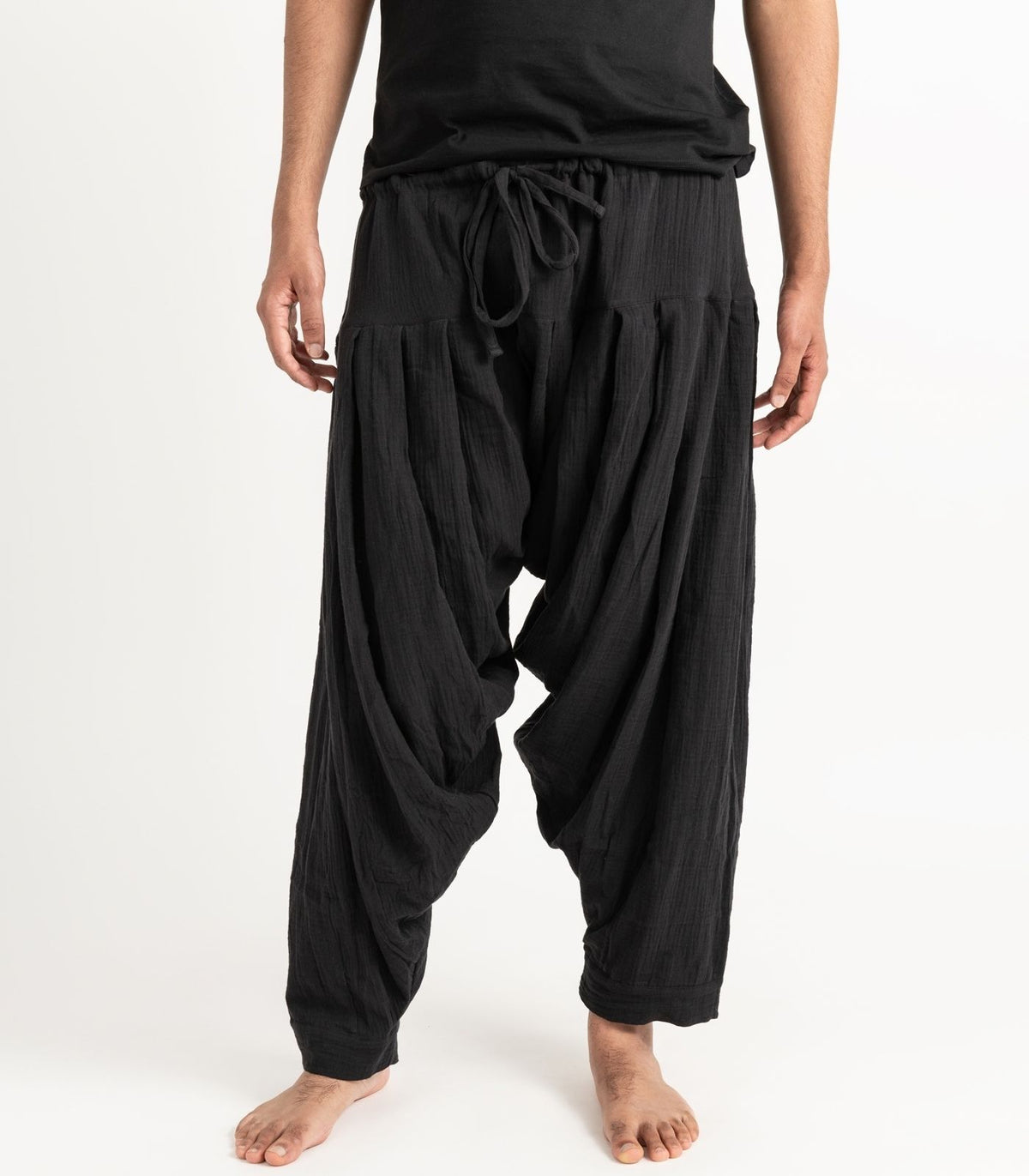 Organic Muslin Patiala Pants - Black