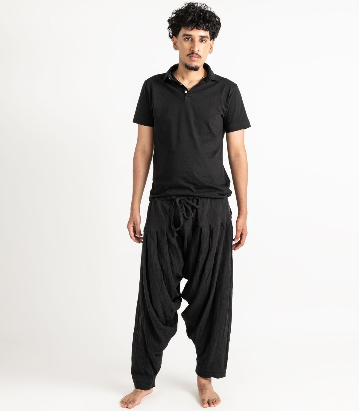 Organic Muslin Patiala Pants - Black