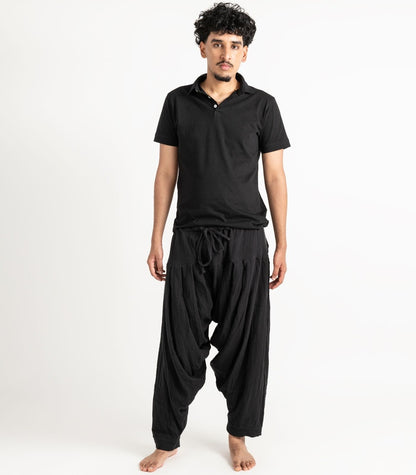 Organic Muslin Patiala Pants - Black