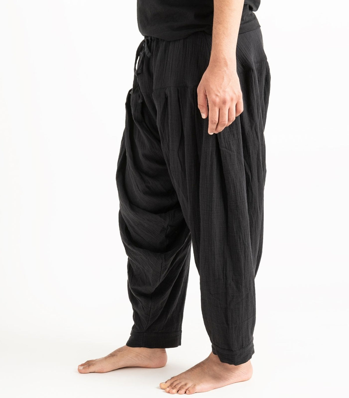 Organic Muslin Patiala Pants - Black