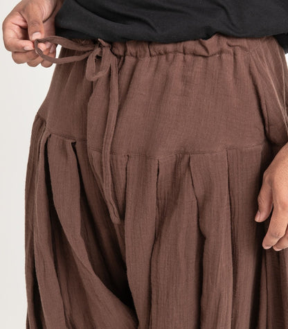 Organic Muslin Patiala Pants - Chocolate
