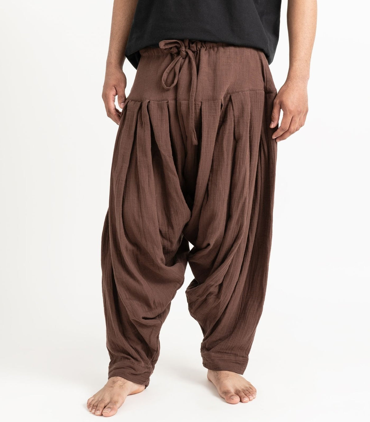 Organic Muslin Patiala Pants - Chocolate