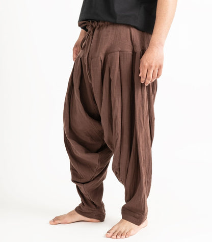 Organic Muslin Patiala Pants - Chocolate