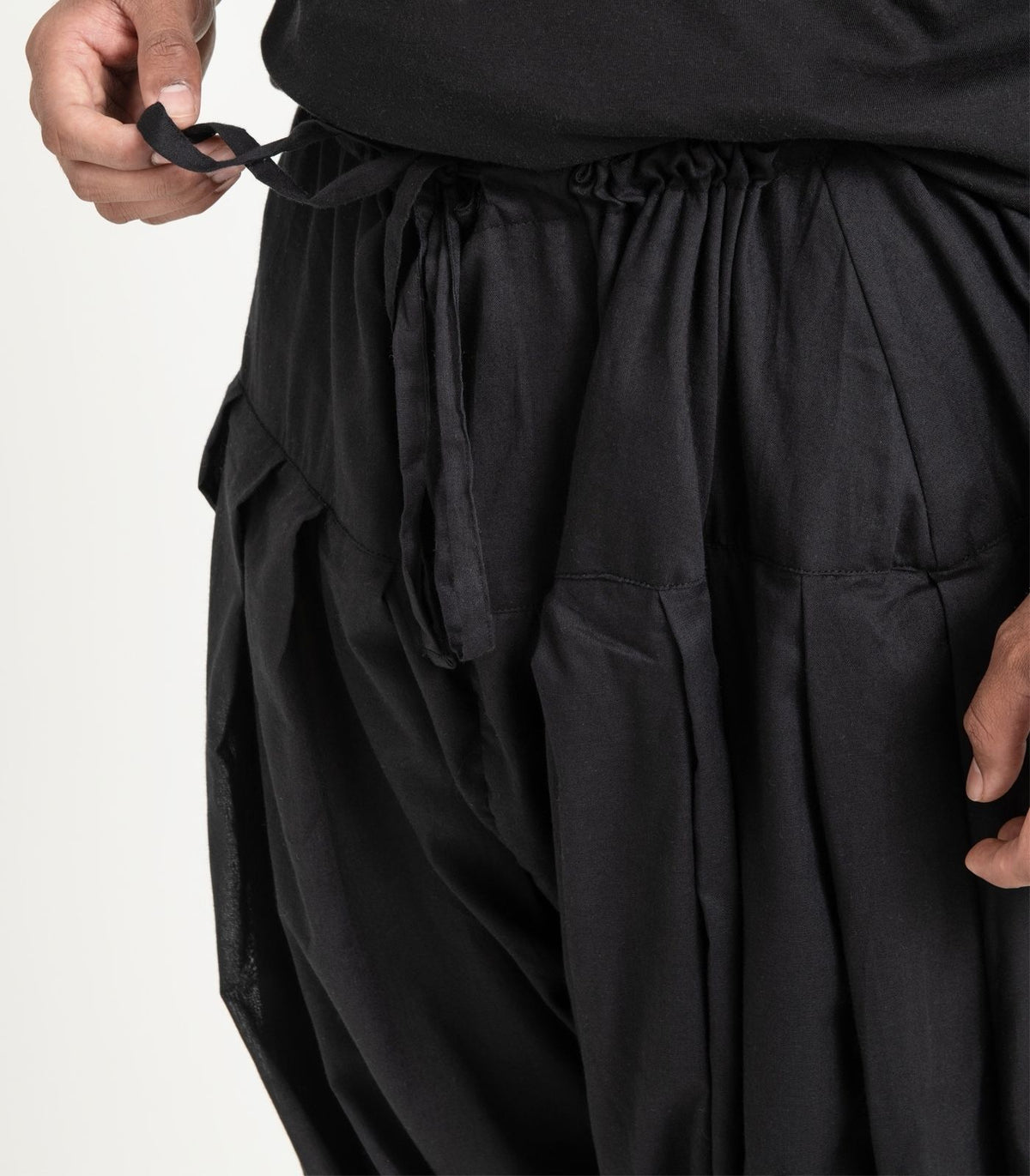 Organic Voile Patiala Pants - Black