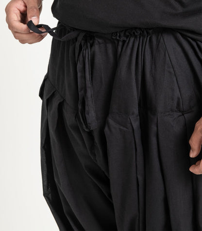 Organic Voile Patiala Pants - Black