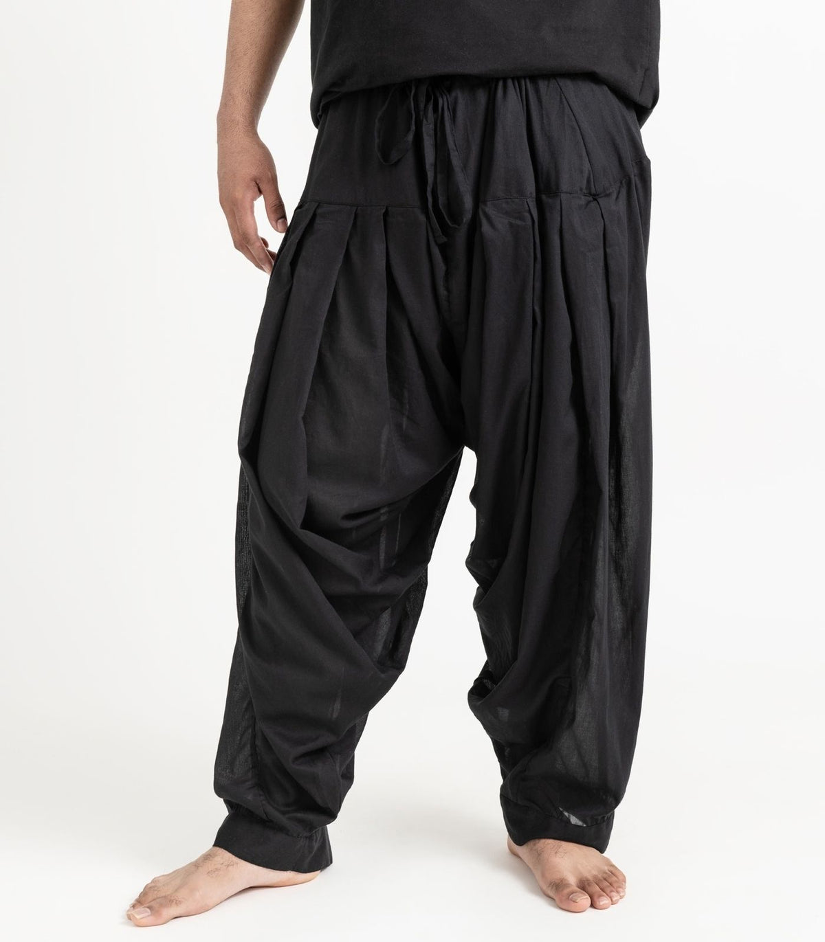 Organic Voile Patiala Pants - Black
