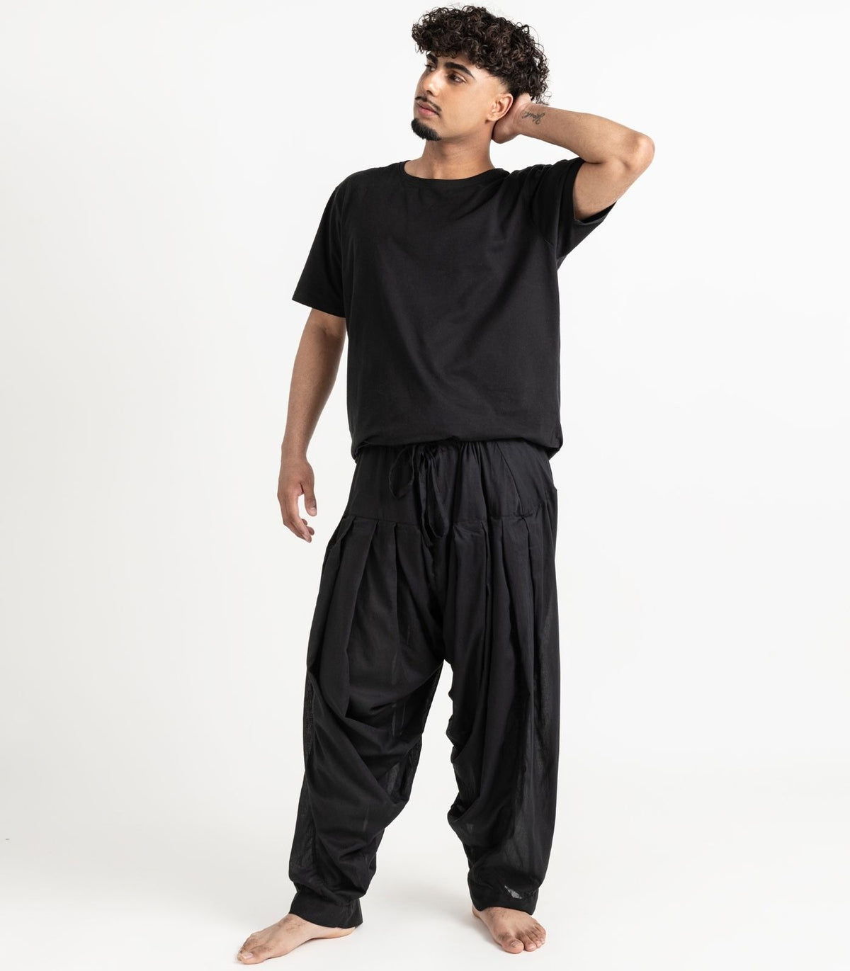 Organic Voile Patiala Pants - Black
