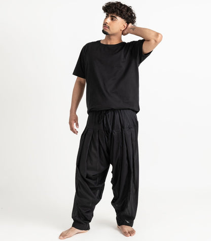 Organic Voile Patiala Pants - Black