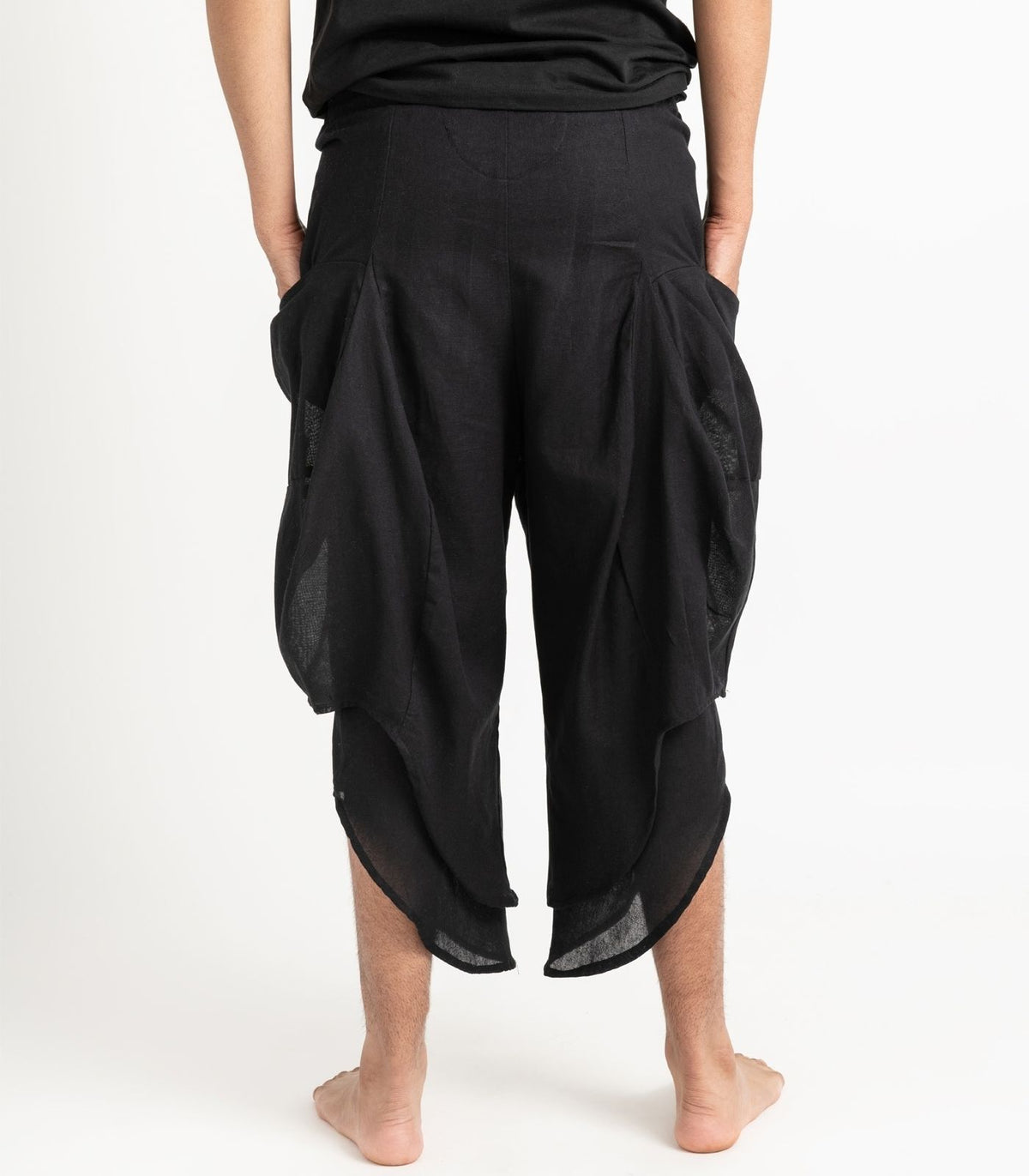 Organic Khadi Ripple Pants - Black