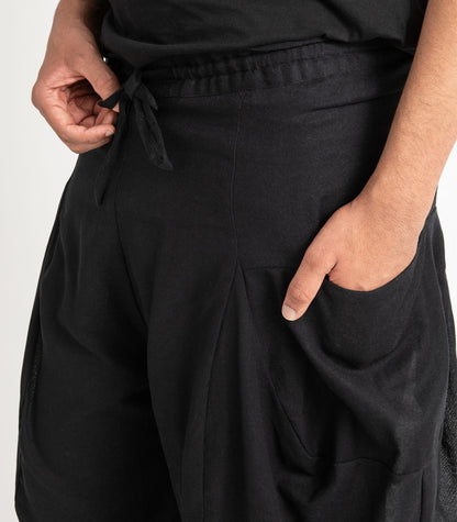 Organic Khadi Ripple Pants - Black