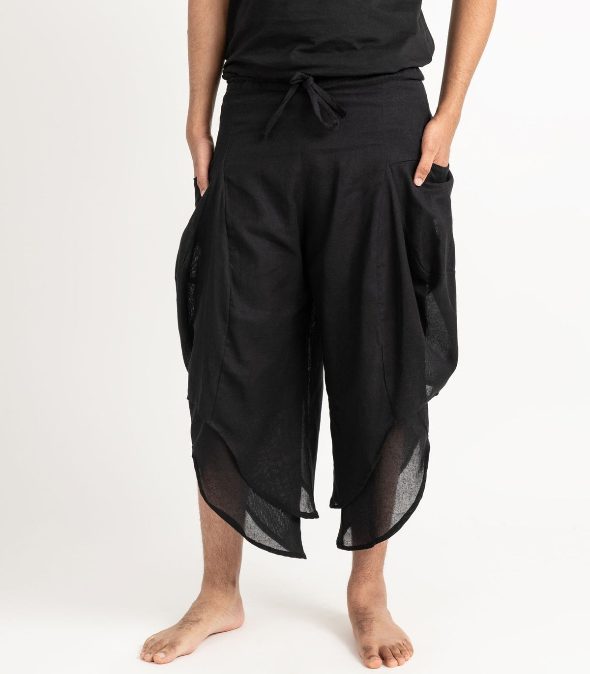 Organic Khadi Ripple Pants - Black