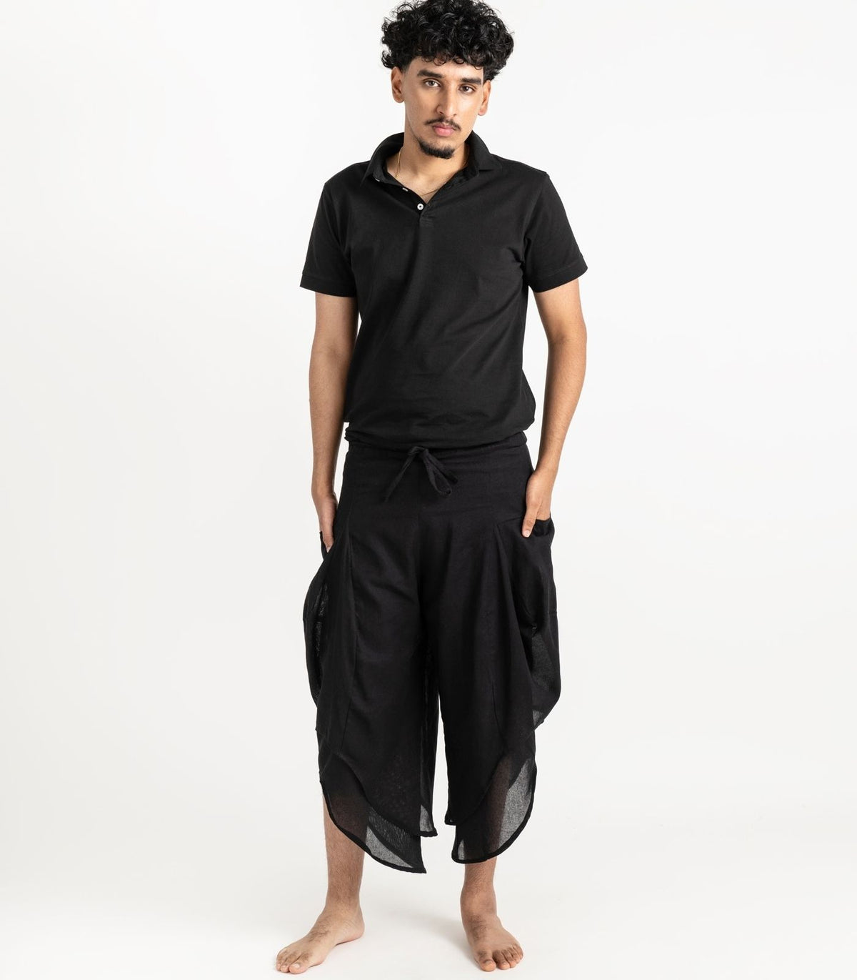 Organic Khadi Ripple Pants - Black