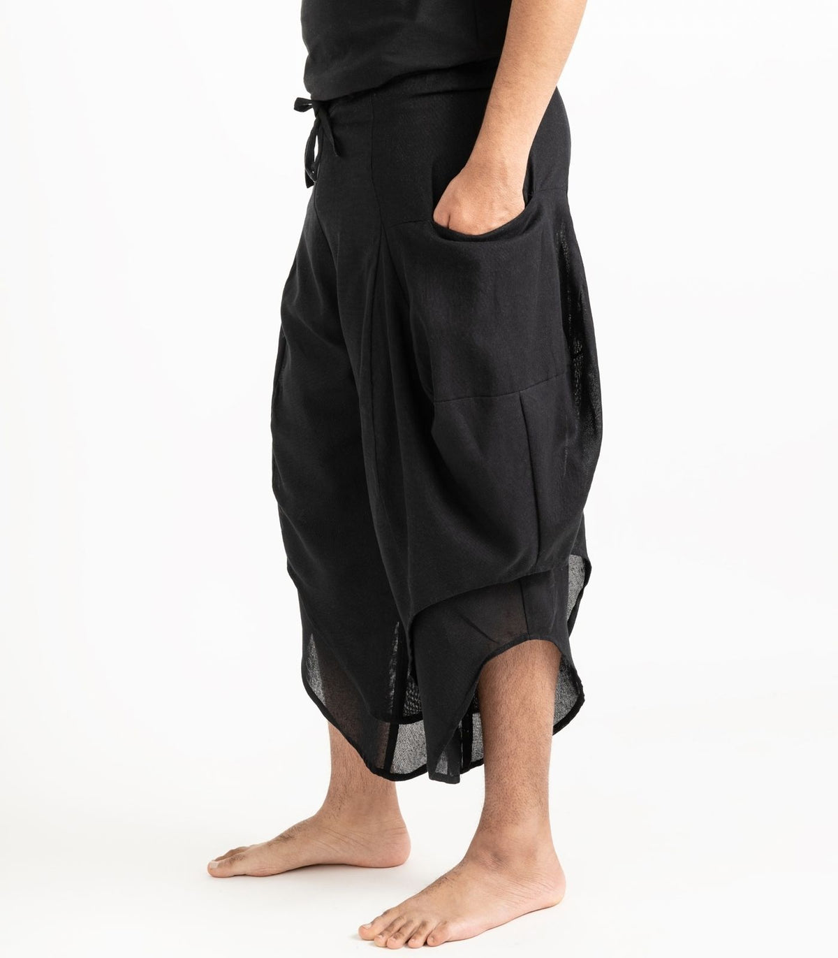 Organic Khadi Ripple Pants - Black