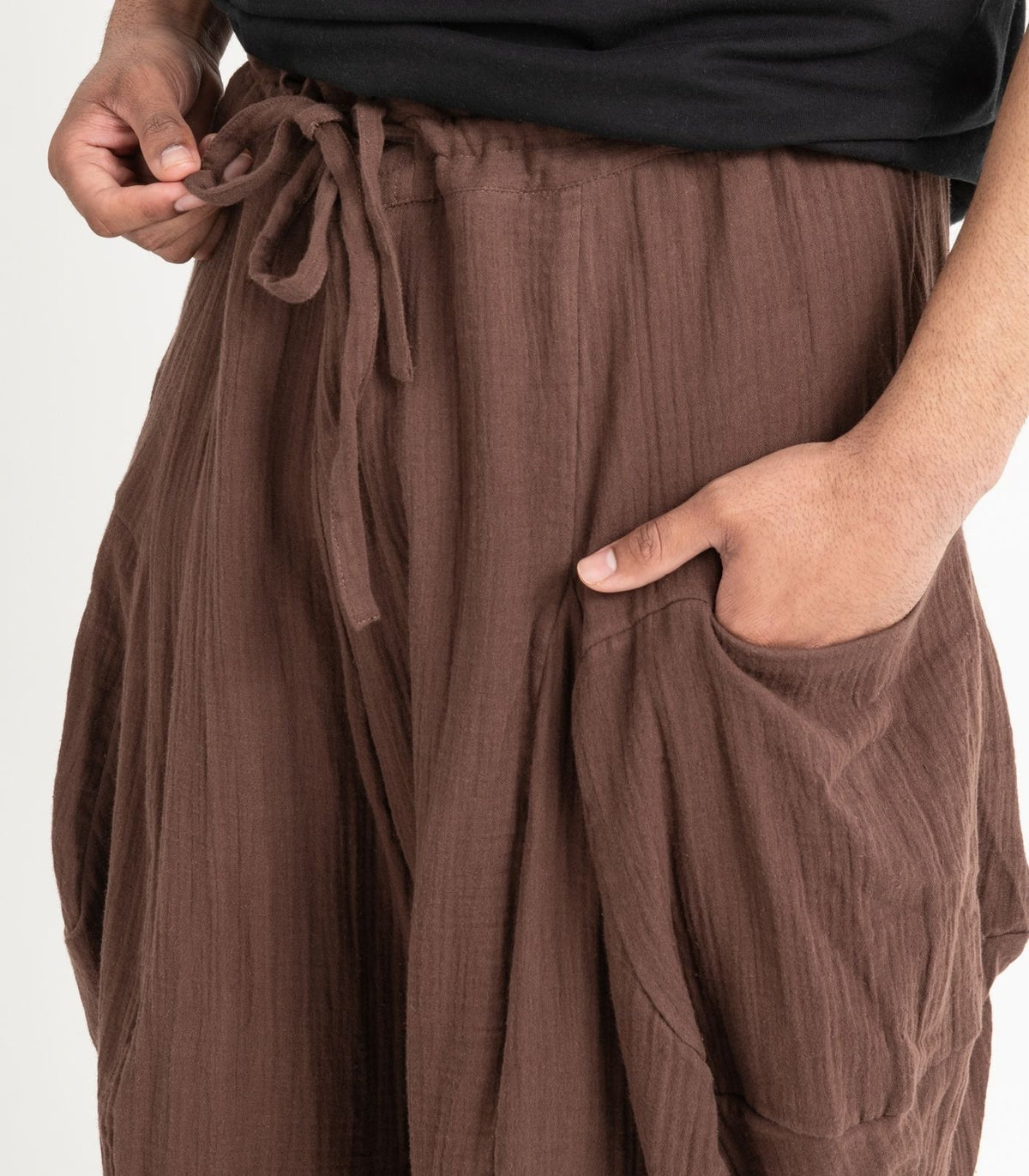 Organic Muslin Ripple Pants - Chocolate