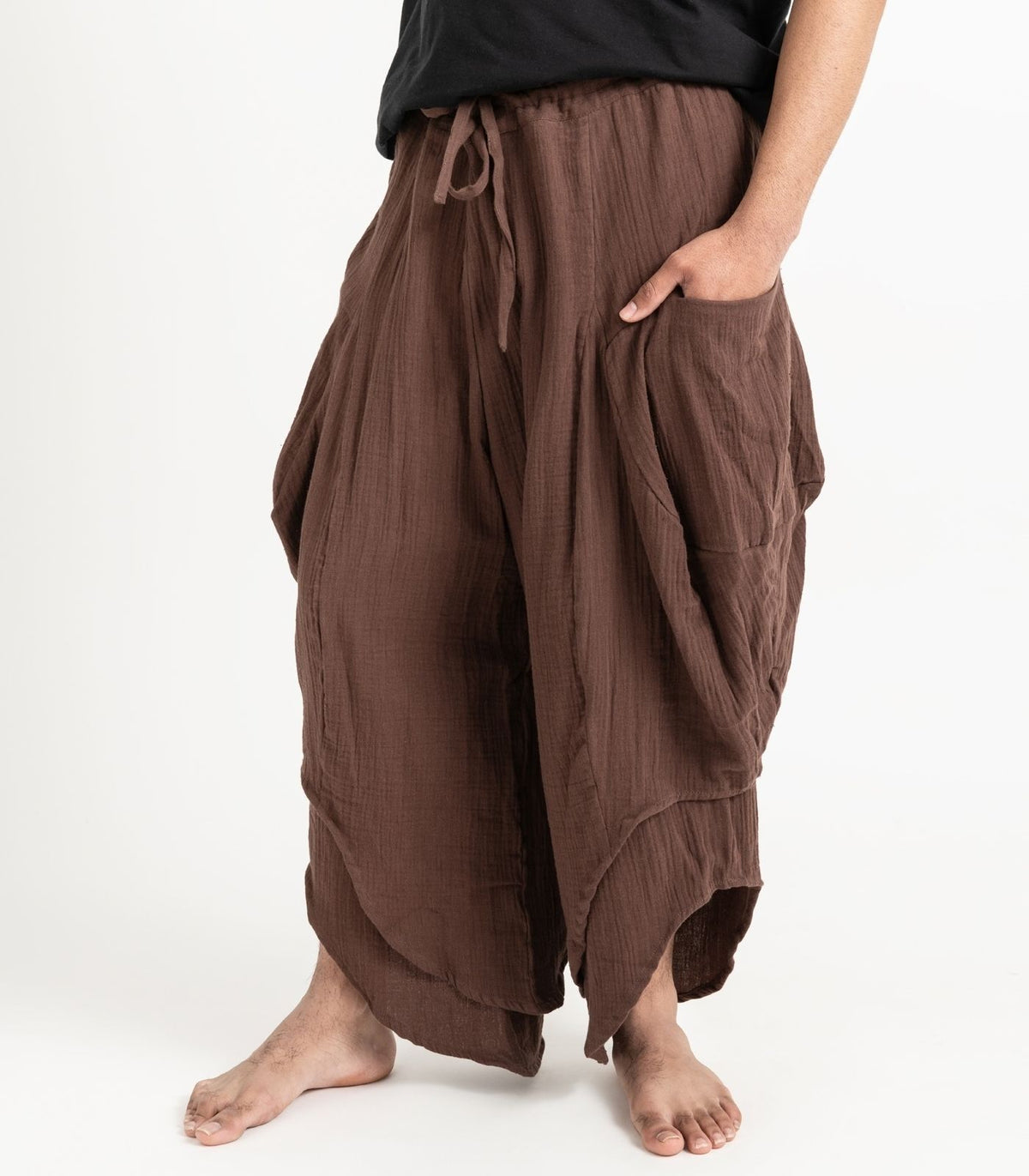 Organic Muslin Ripple Pants - Chocolate