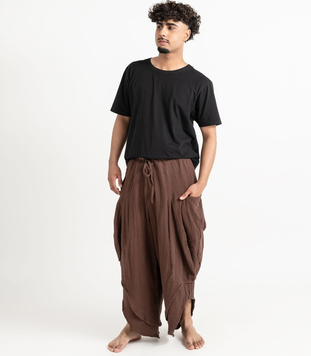 Organic Muslin Ripple Pants - Chocolate