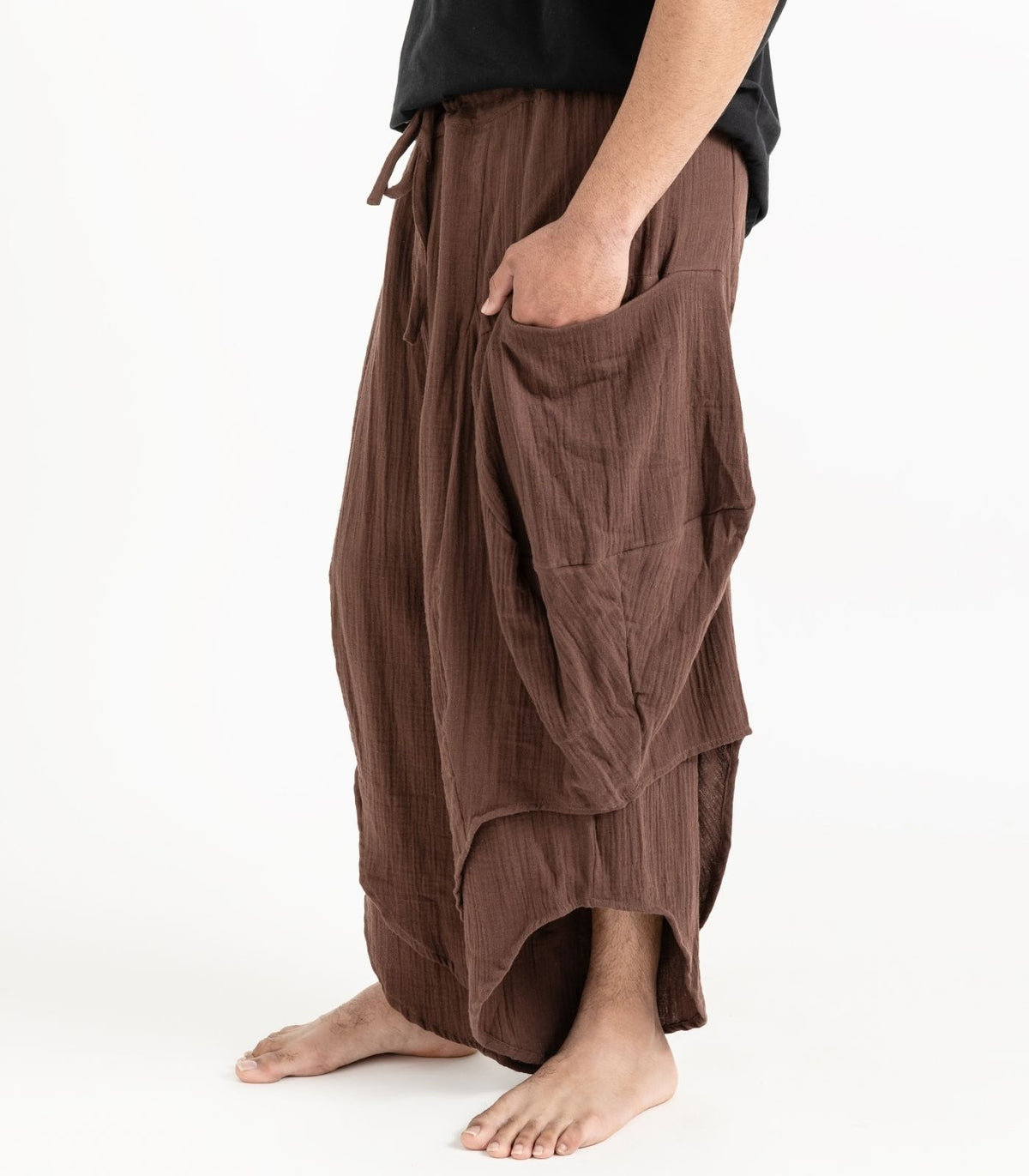 Organic Muslin Ripple Pants - Chocolate