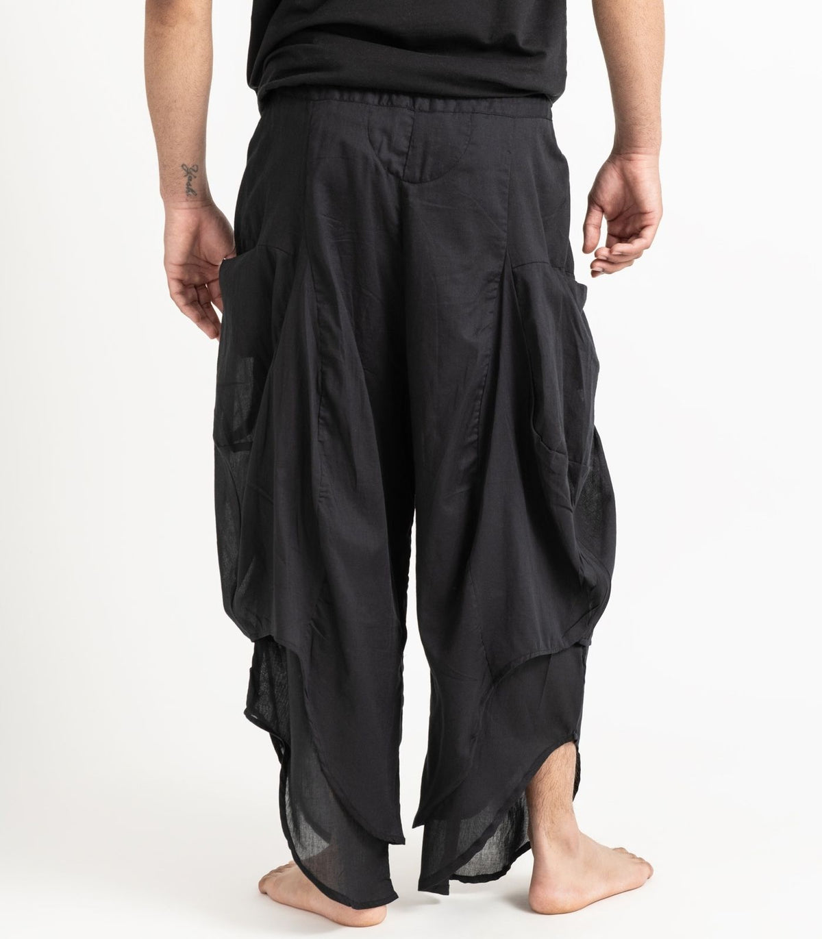 Organic Voile Ripple Pants - Black