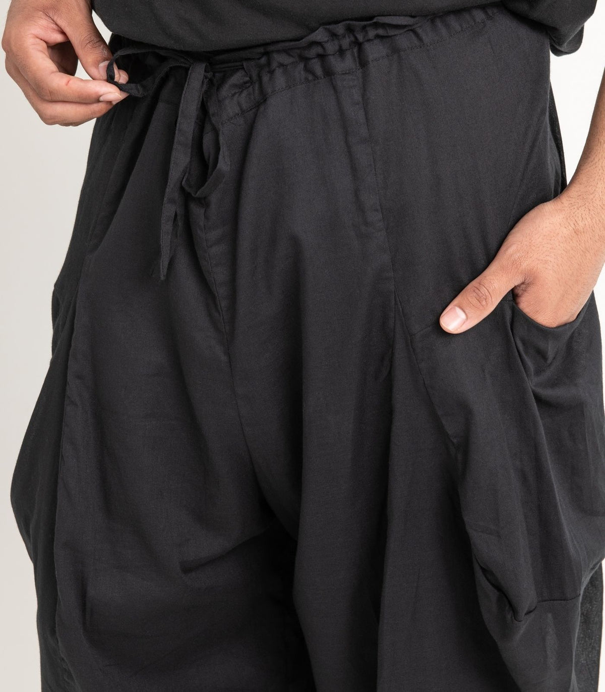 Organic Voile Ripple Pants - Black