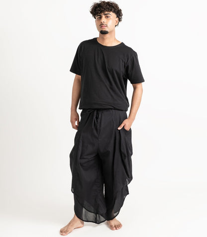 Organic Voile Ripple Pants - Black