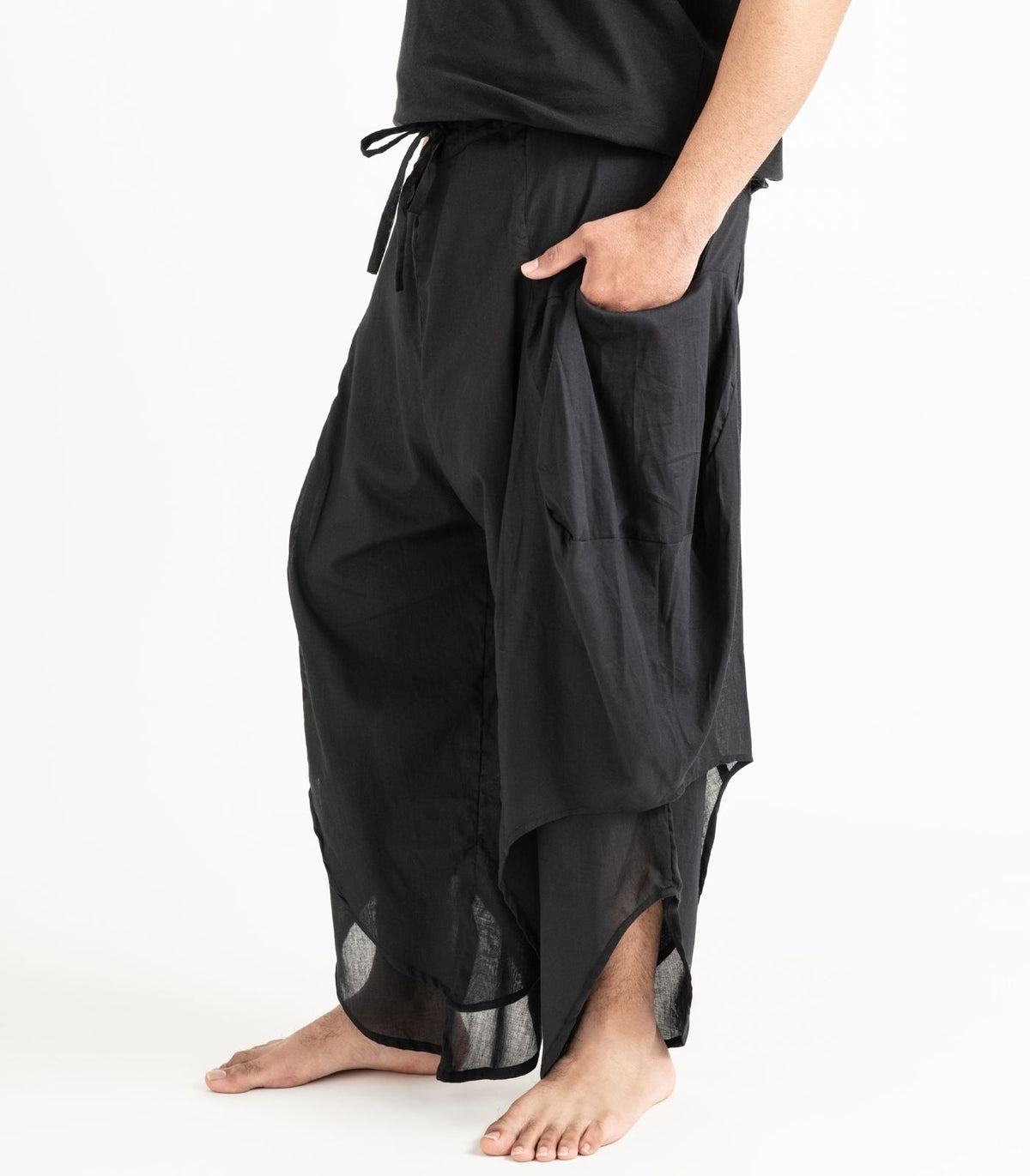 Organic Voile Ripple Pants - Black
