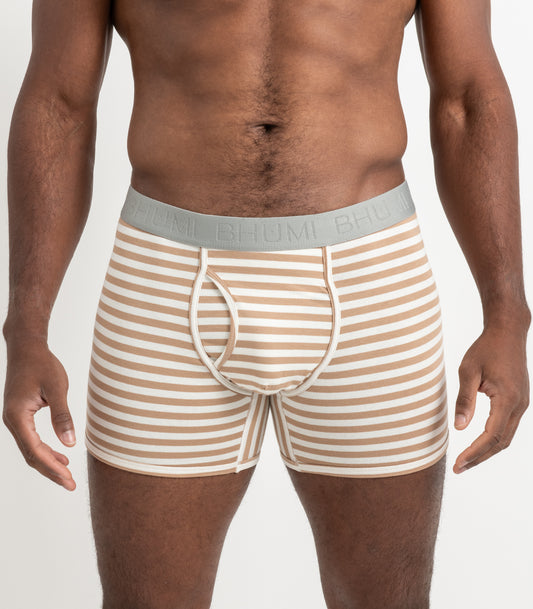 Bhumi Organic Cotton - The Original Trunks (2 Pack) - Tan Stripe