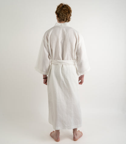 Organic Linen Robe - White