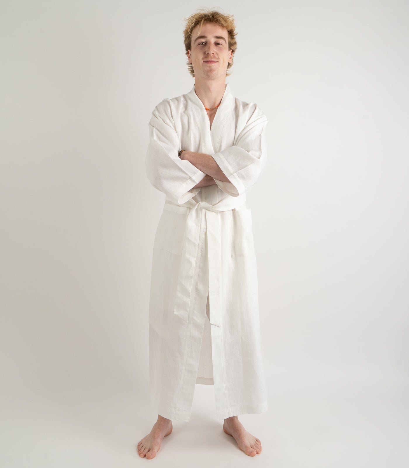 Organic Linen Robe - White